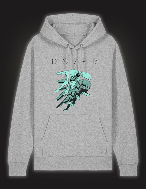 DOZER "Hands" Hooded Sweatshirt HEATHER GREY