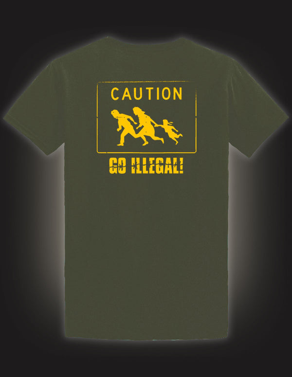 NO FUN AT ALL "Illegal" T-Shirt FORREST GREEN